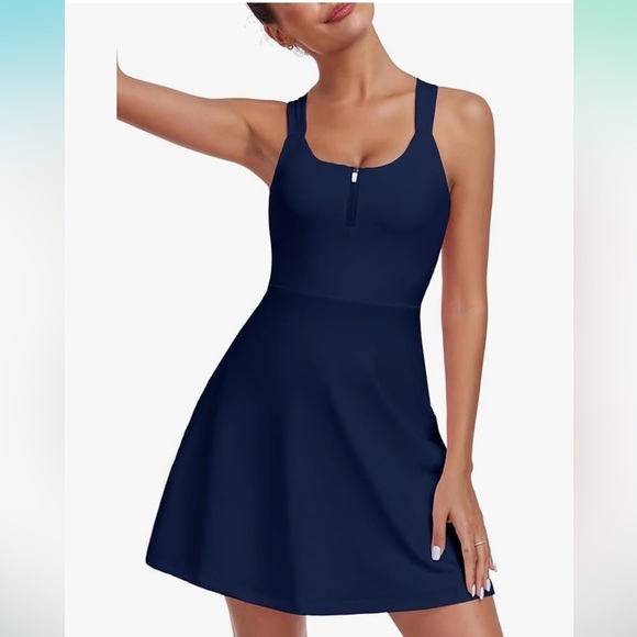 NWT Tennis Golf Dress Cross Strap back Athletic Dress for Workouts Zipper front - Picture 4 of 6
